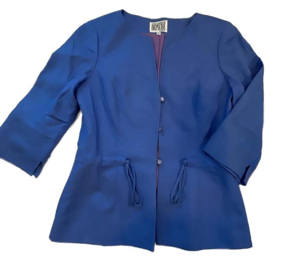 Yves Cossette Depeche Mode Blue Vintage Women's Whimsical Button-Front Jacket